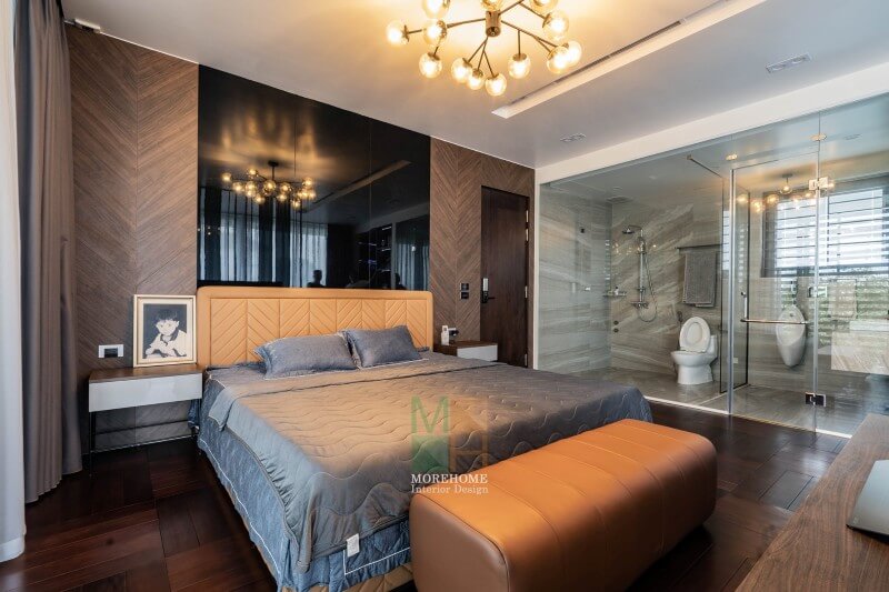 Thi công nội thất phòng ngủ biệt thự hiện đại đẹp  như bản vẽ thiết kế 3D chính là năng lực của Morehome khi chứng minh cho khách hàng bằng sản phẩm thi công nội thất biệt thự trọn gói thực tế tại Hà