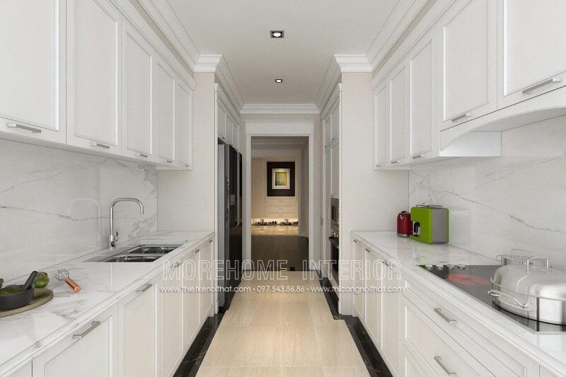 Trang trí nội thất phòng bếp đẹp và sang trọng với mẫu tủ bếp gỗ tần bì phun sơn trắng cao cấp Tủ bếp đẹp, tủ bếp đẹp hiện đại, tủ bếp An Cường, tủ bếp cao cấp
