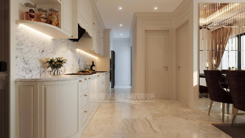 Mẫu tủ bếp gỗ tự nhiên được nhiều khách hàng yêu thích và lựa chọn Tủ bếp chung cư