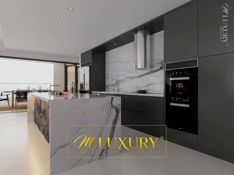 Mẫu thiết kế tủ bếp gỗ công nghiệp hiện đại mang đến cho khách hàng một không gian nấu nướng sang trọng và tiện nghi nhất. Tủ bếp chung cư