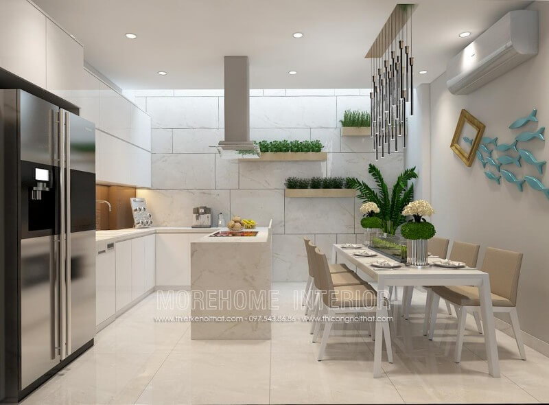 Thiết kế nội thất tủ bếp chung cư nhỏ phong cách hiện đại đầy tinh tế Tủ bếp hiện đại, tủ bếp chữ u, tủ bếp chữ i, tủ bếp chữ l
