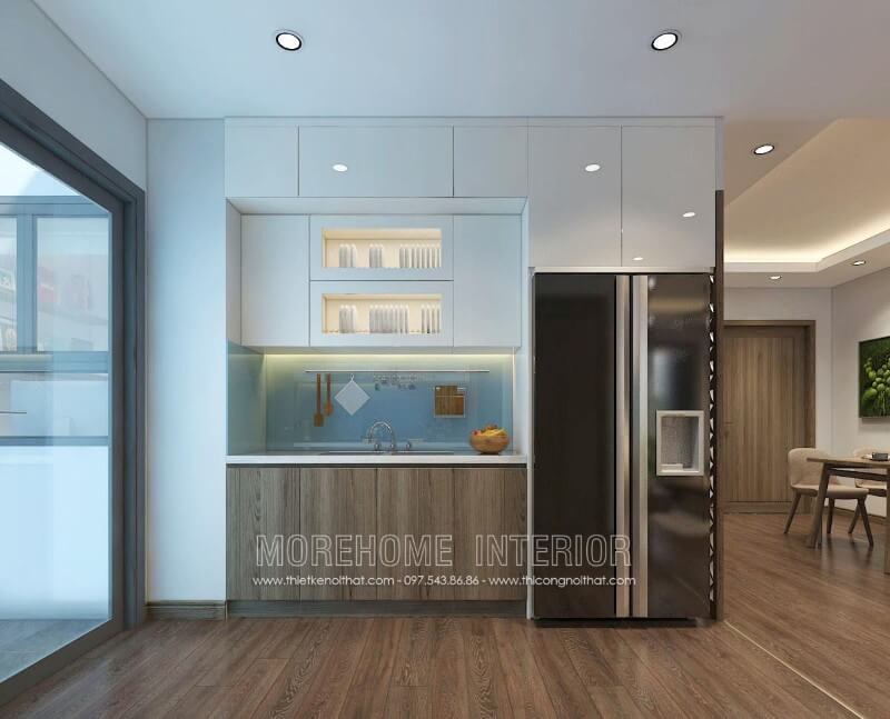 Nếu căn bếp chung cư nhà bạn có diện tích nhỏ thì mẫu tủ bếp đẹp này của chúng tôi sẽ là sự lựa chọn hàng đầu của bạn đấy Tủ bếp gỗ công nghiệp và tủ bếp acrylic