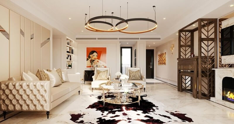 Nội thất phòng khách chung cư tân cổ điển Thiết kế chung cư