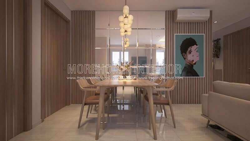 Bộ bàn ăn gỗ công nghiệp thiết kế nhỏ gọn, đơn giản nhưng mang tính thẩm mỹ cao