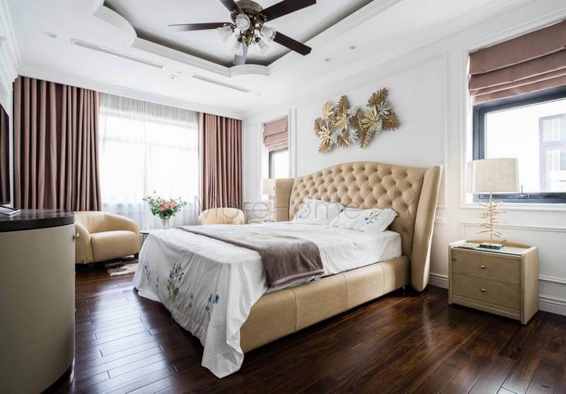 Mẫu thi công nội thất phòng ngủ đẹp với không gian mở phong cách tân cổ điển lược giản