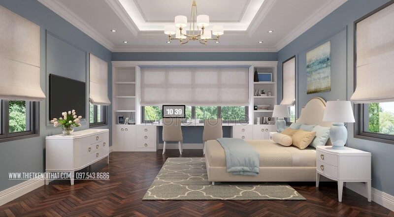 Thiết kế nội thất phòng ngủ con năng động tại biệt thự Thái Bình cao cấp