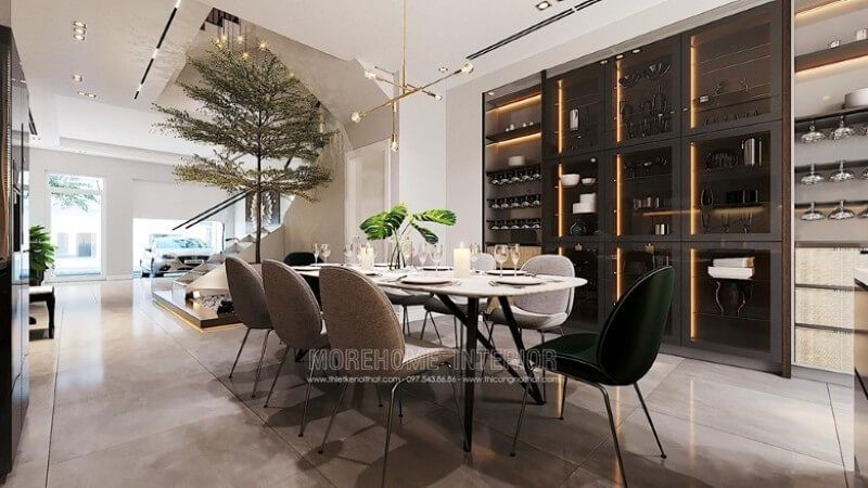 Mẫu thiết kế nội thất phòng ăn biệt thự hiện đại, sang trọng