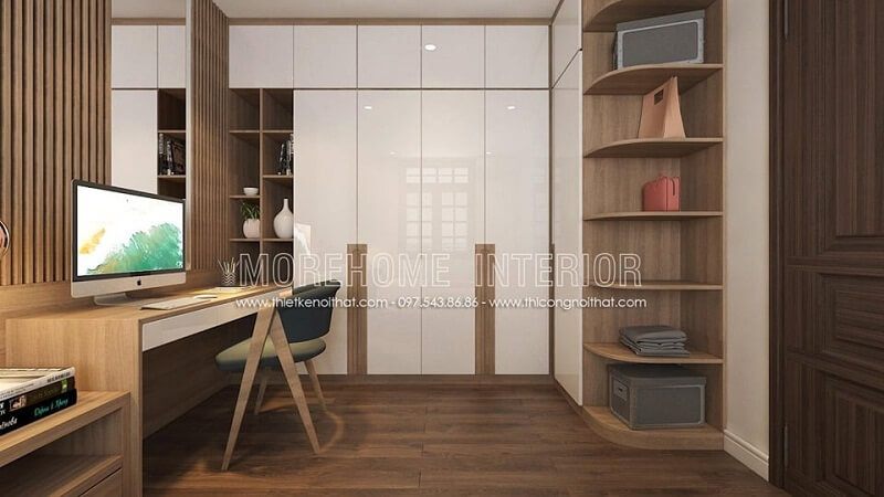 Mẫu thiết kế tủ quần áo gỗ cao cấp với thiết kế độc đáo, sang tạo thêm kê tủ không cánh tạo điểm nhấn cho sản phẩm, giúp gia chủ trưng bày sản phẩm, món đồ yêu thích