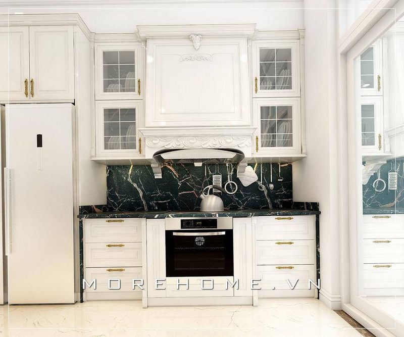 Phong cách sắp xếp đồ nội thất hợp lý tạo cảm giác hứng thú cho người nội trợ khi vào bếp.