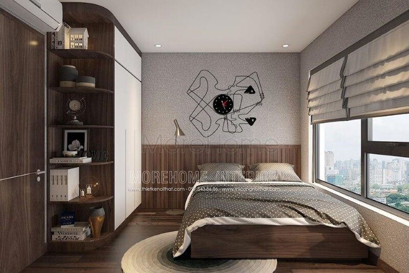 Một thảm trải sàn tròn vừa đủ lớn để giữ cho đôi chân bạn ấm áp khi bước xuống giường, vừa tạo nên một không gian thoải mái trong phòng.