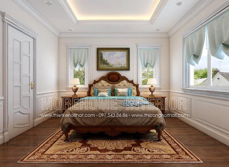 Mẫu giường ngủ gỗ óc chó nhập khẩu có phong cách tân cổ điển, tỏa ra vẻ đẹp sang trọng và quý phái, mang đến một phong cách quý tộc.